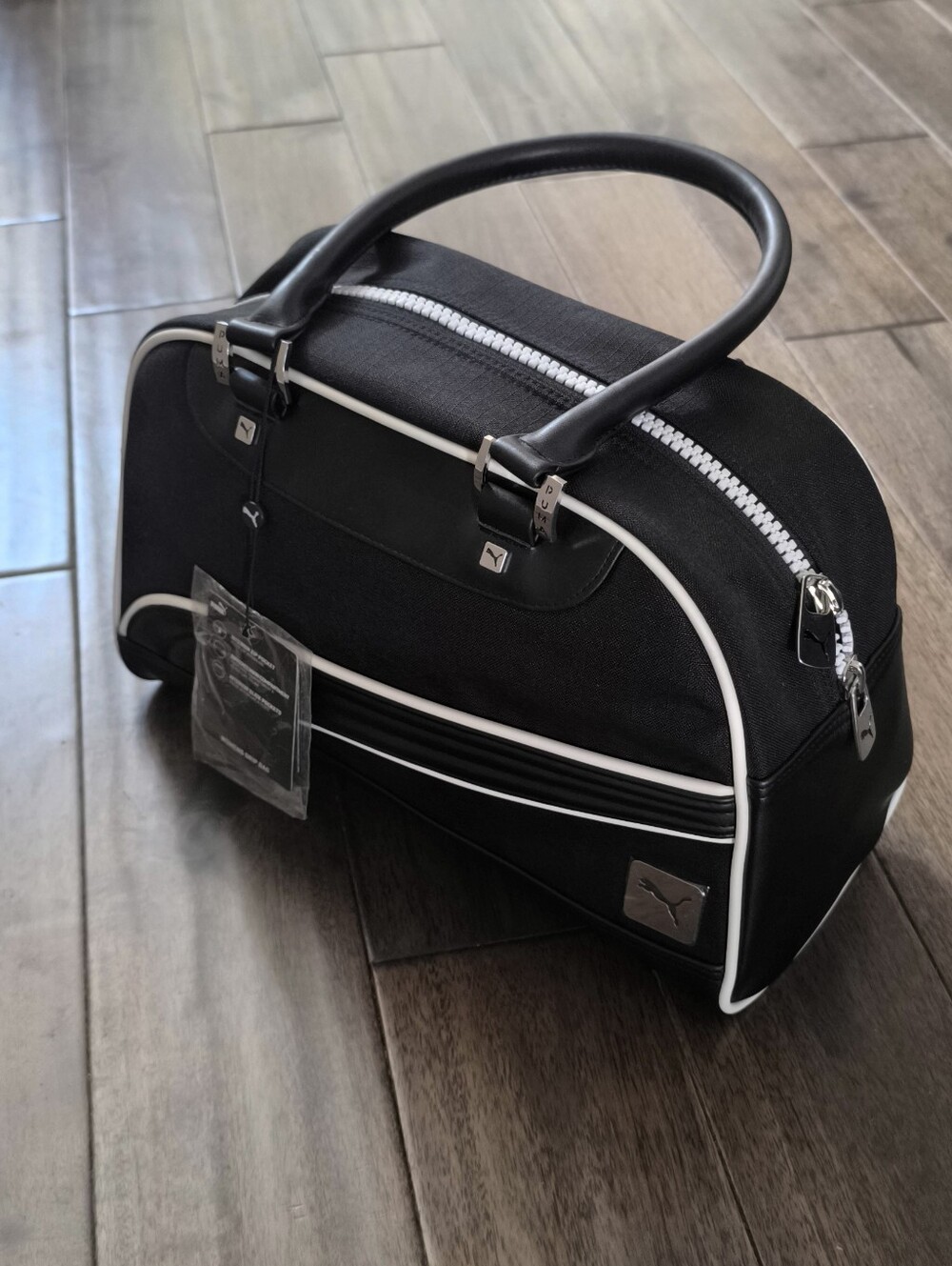 Puma Black Bowling-Style Women's Or Men's Handbag with White Trim